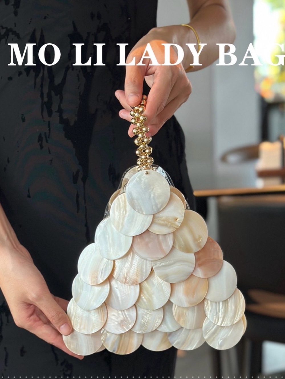 A Classy Chic Boutique Iridescent Pearl Shell Disc Wristlet - Picture 3 of 6